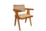 TEAK RATTAN JEANNERET ARM CHAIR