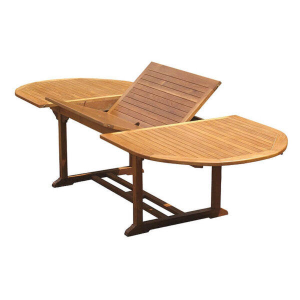 OUTDOOR OVAL EXTENSION TEAK TABLE