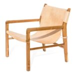 TEAK LEATHER AND NATURAL SKIN LOUNGER