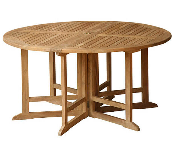 DROPLEAF TEAK TABLE ROUND DIAMETER 150 CM